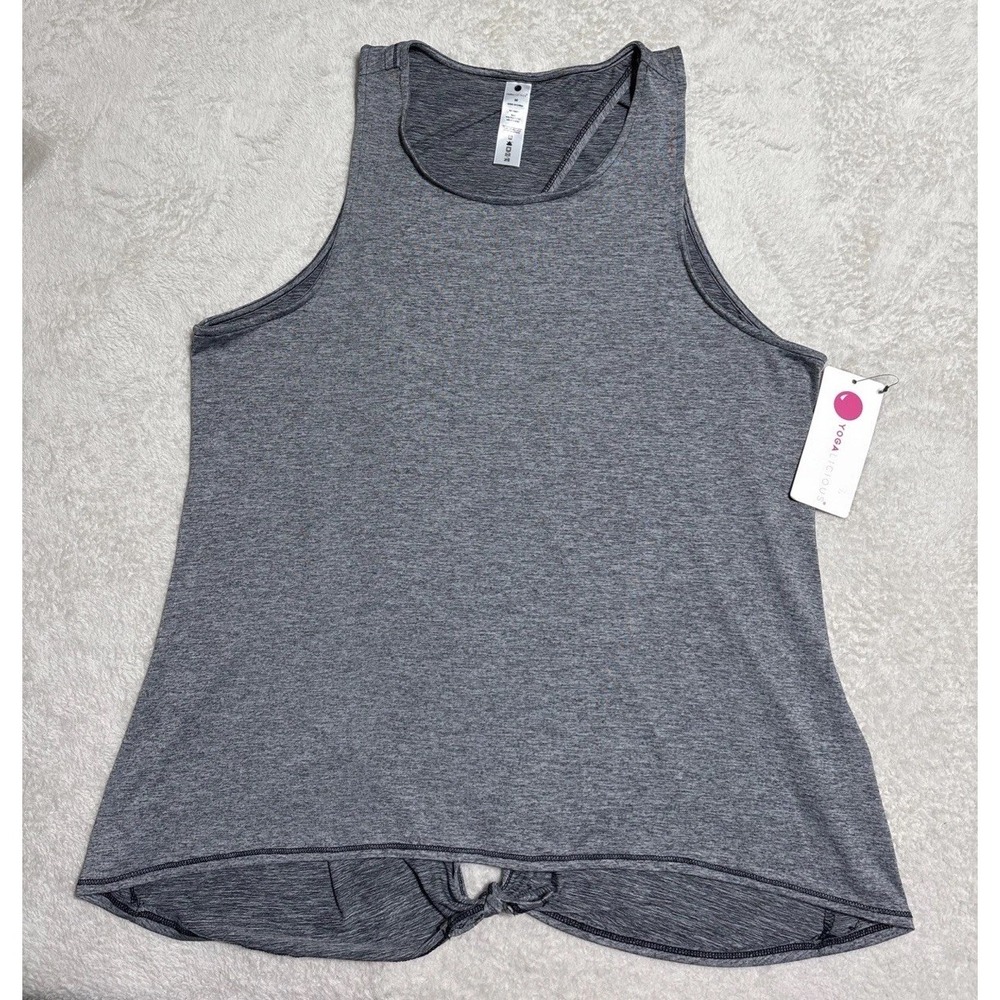 NEW Yogalicious Tank Top Women's Medium Gray Tie Back